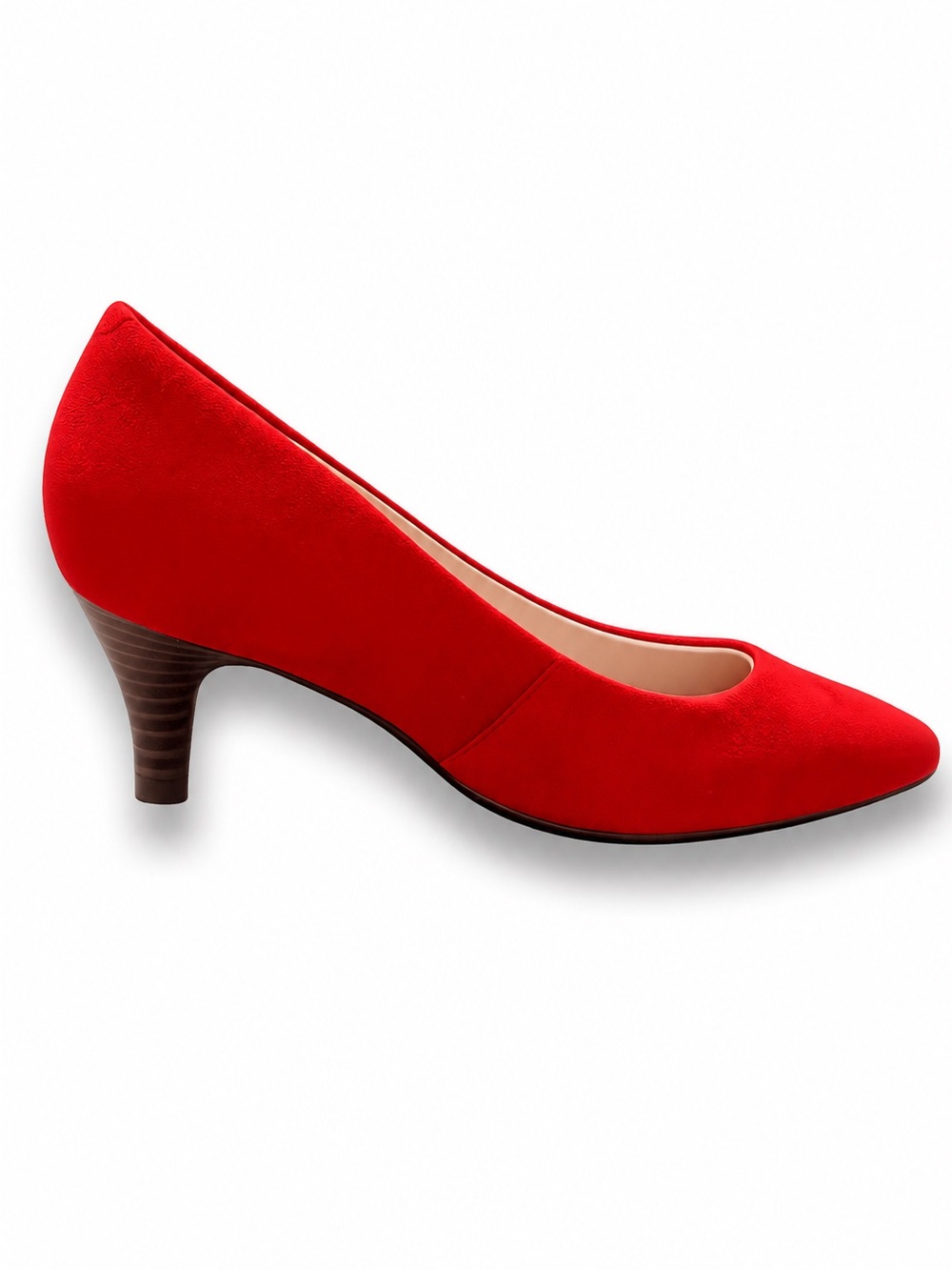 Clarks Collection Russet Red Suede Comfort Pumps 9.5M Pointed Toe kitten heels - Picture 2 of 7
